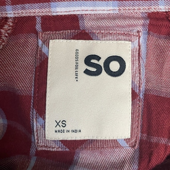 NWT-SO-MAROON AND WHITE PLAID BLOUSE-SIZE XS - Picture 7 of 7
